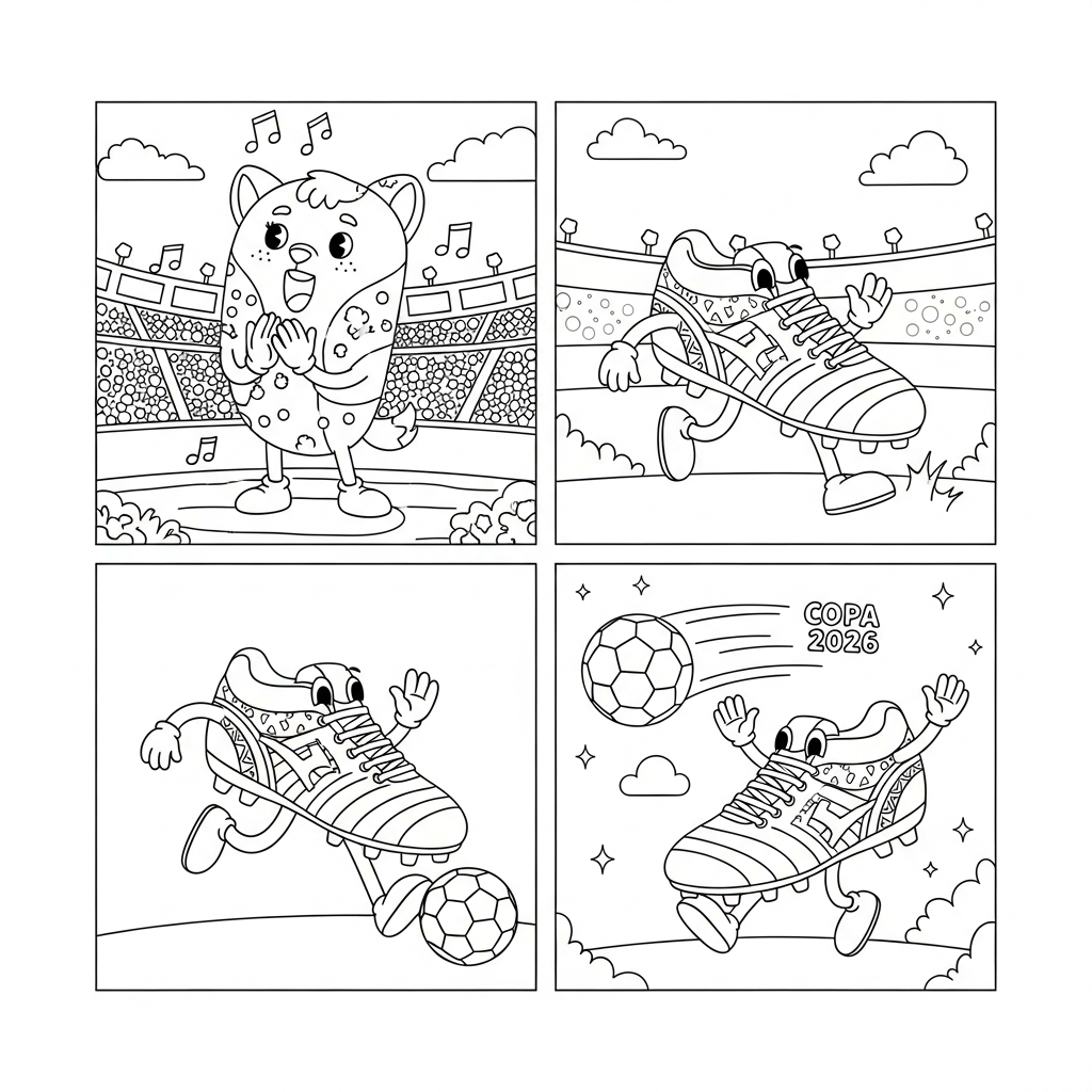 Desenho de chuteira para colorir batendo palmas ritmadas com expressão alegre