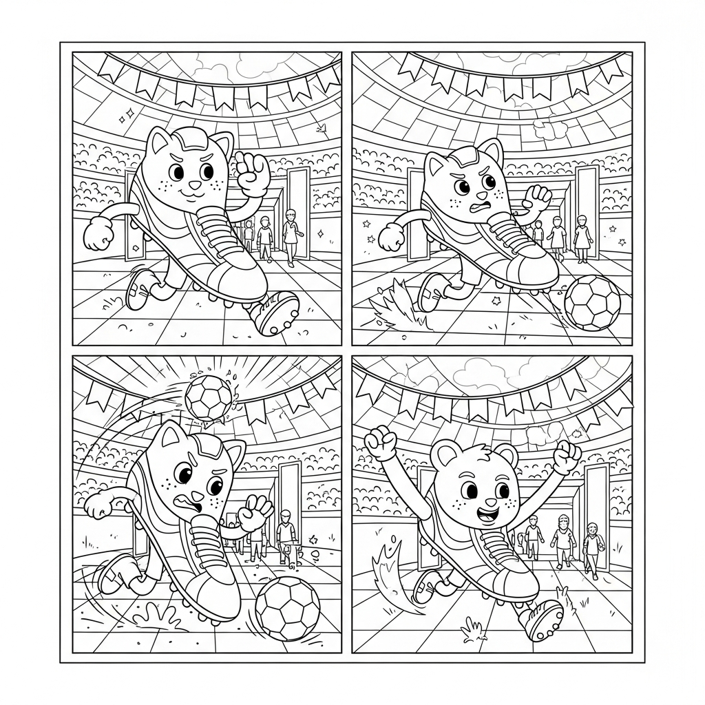 Desenho de chuteira para colorir correndo para defender contra-ataque no túnel de entrada