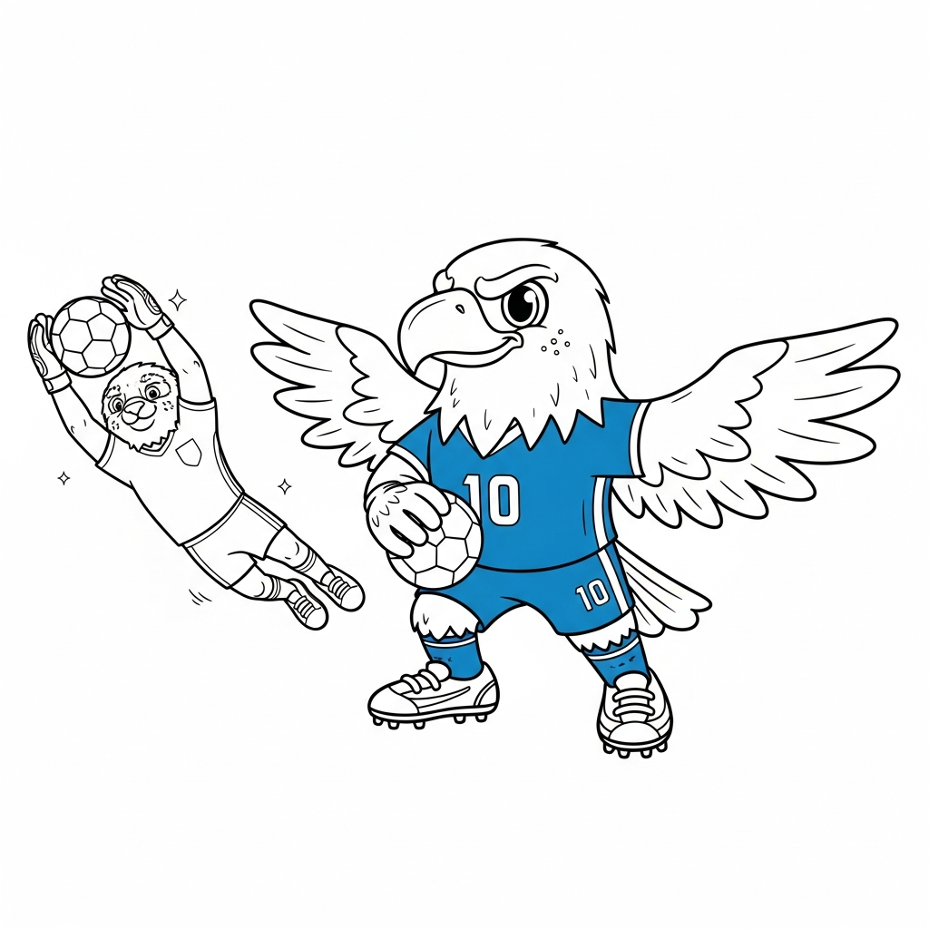 Desenho de clutch mascote copa 2026 para colorir mergulhando à esquerda na sala de aula com lousa