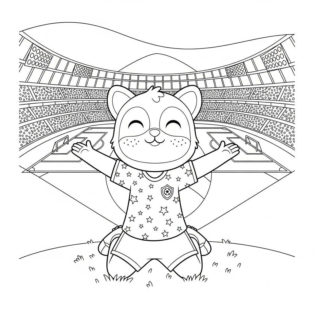 Desenho de estádio de futebol para colorir ajoelhado de braços abertos no churrasco Brasil