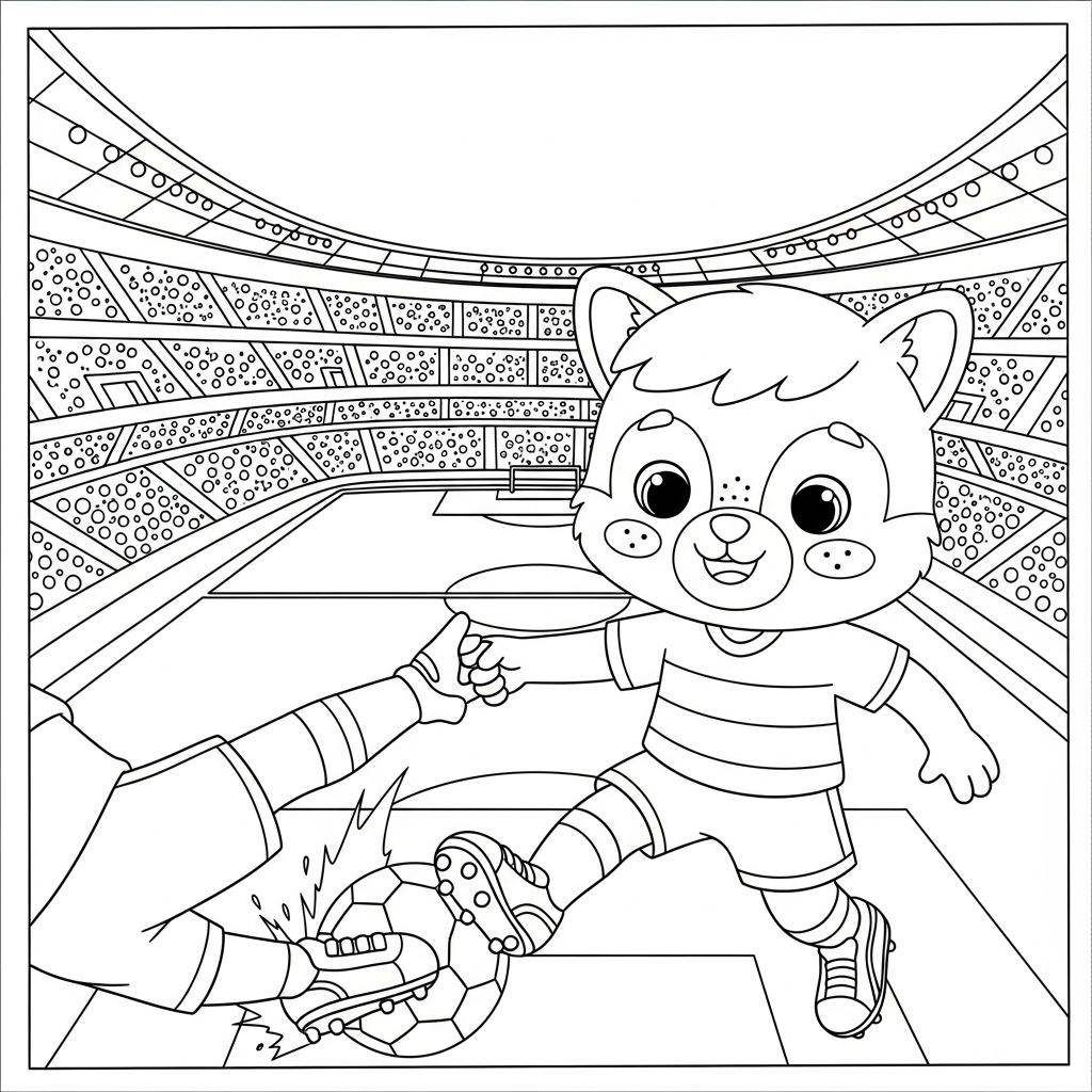 Desenho de estadio de futebol para colorir ajudando adversário a se levantar no parque ensolarado.