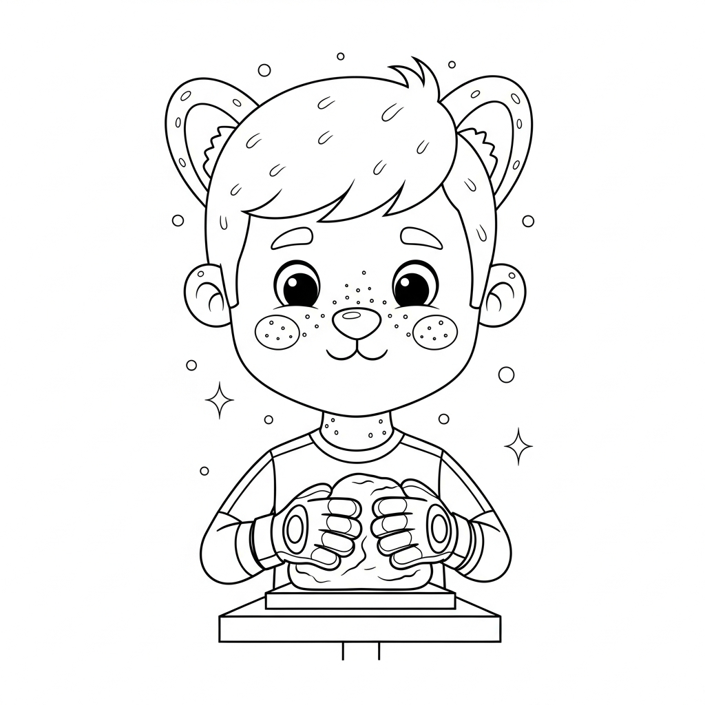 Desenho de goleiro para colorir fazendo escultura em argila concentrado