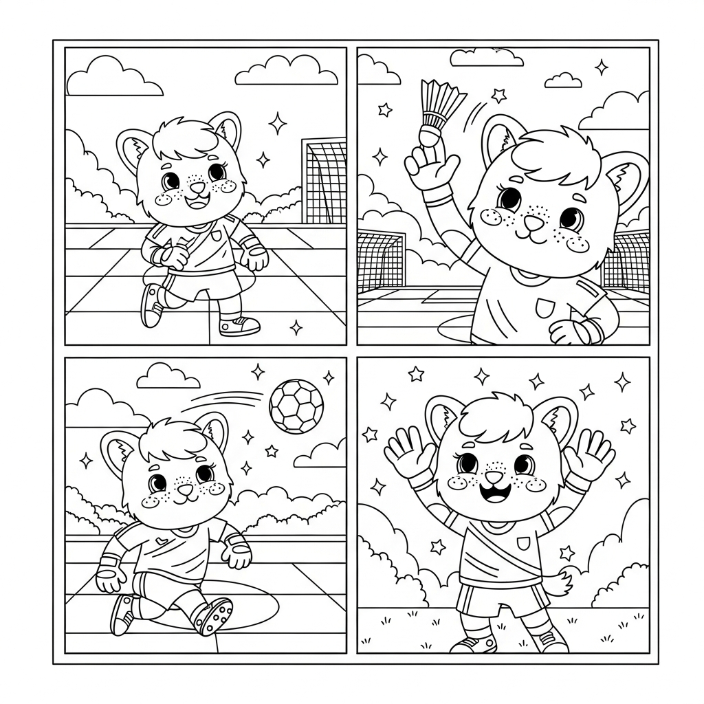 Desenho de goleiro para colorir arremessando peteca no campo de futebol com gols