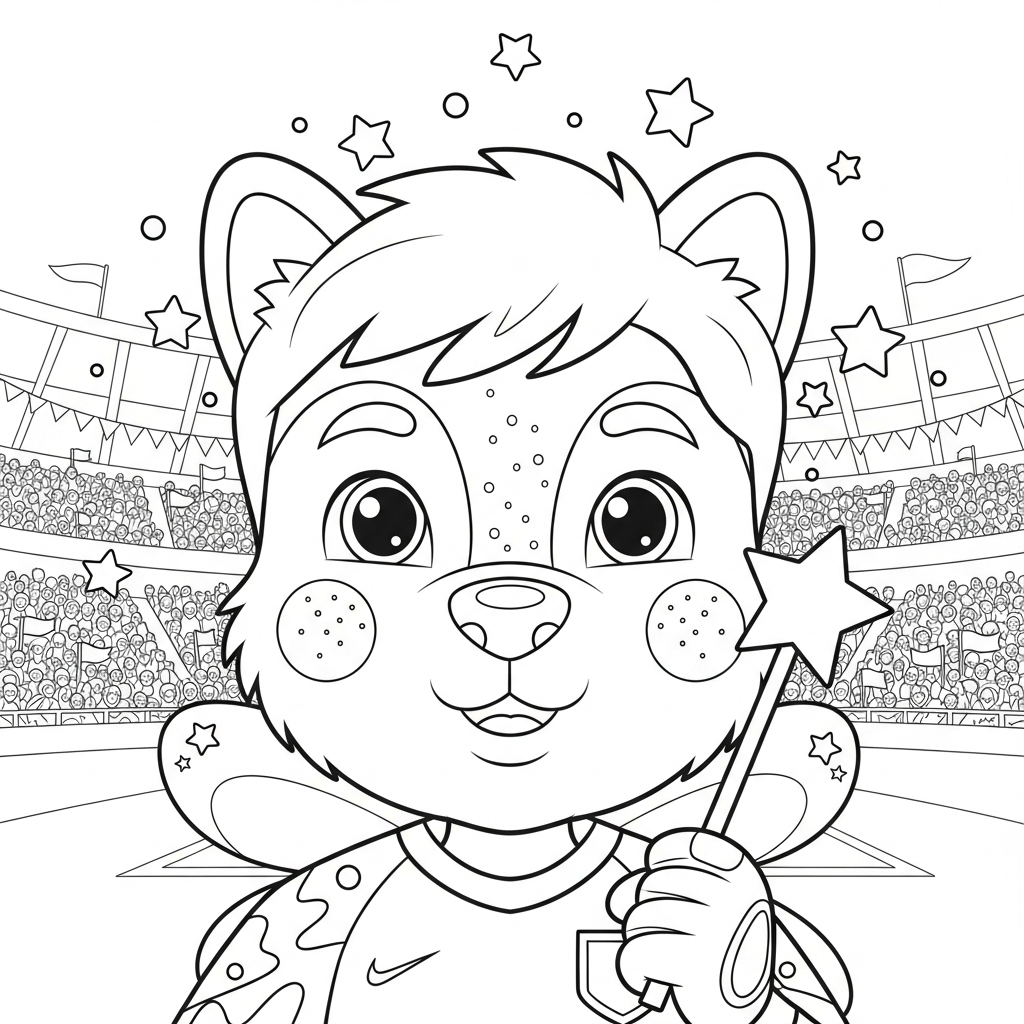 Desenho de goleiro para colorir vestido de fada com varinha no estádio lotado