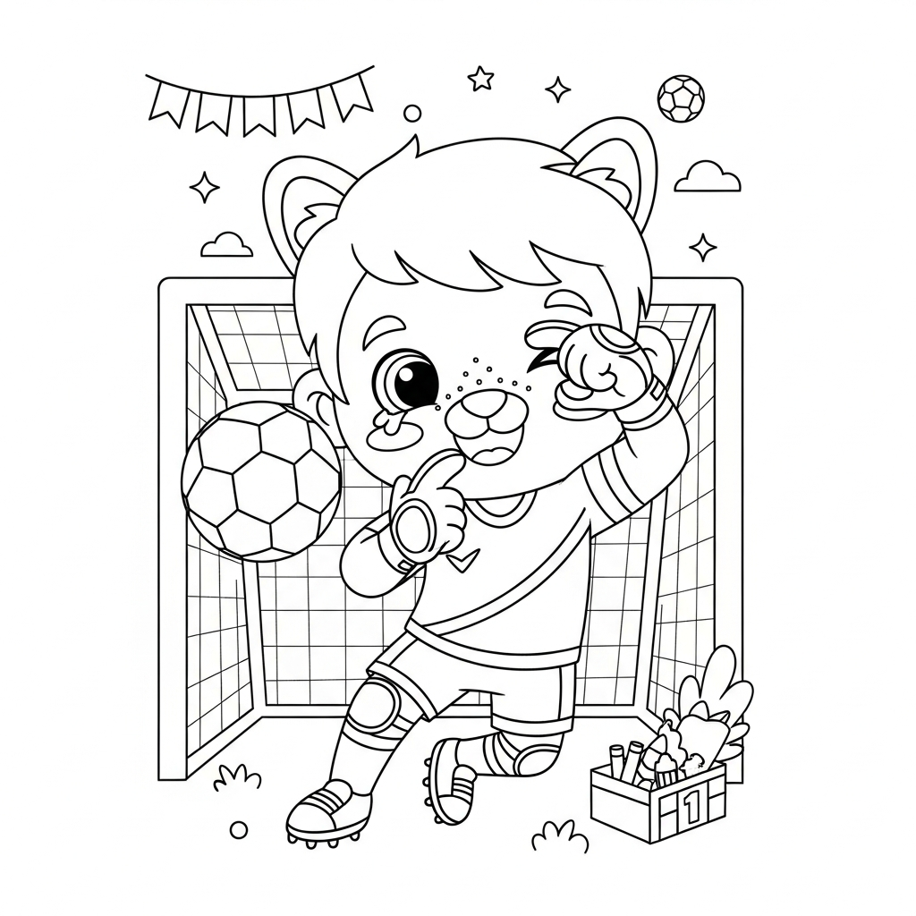 Desenho de goleiro para colorir imitando bebê chorando em casa na árvore