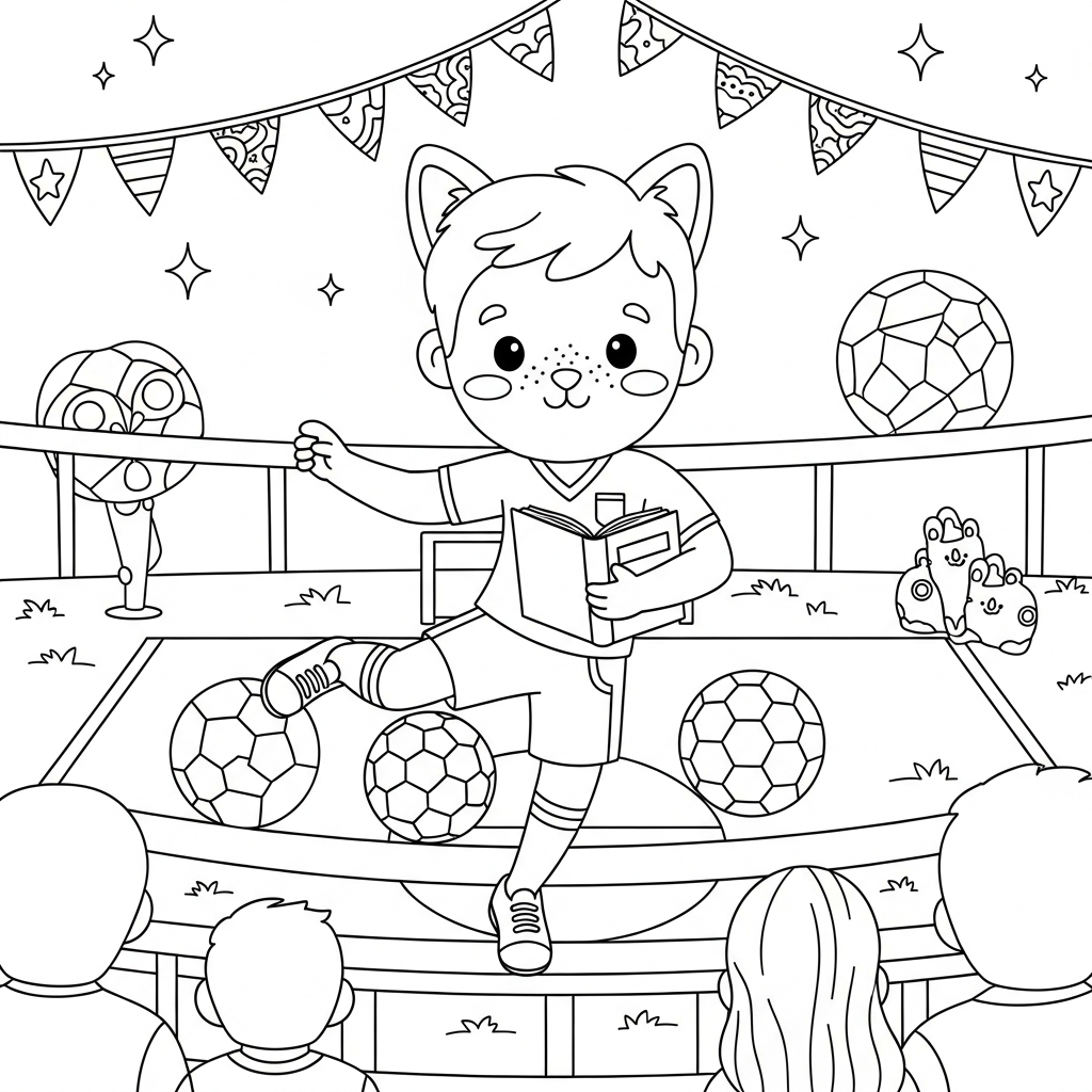 Desenho de jogador de futebol para colorir vestido de professor segurando livro