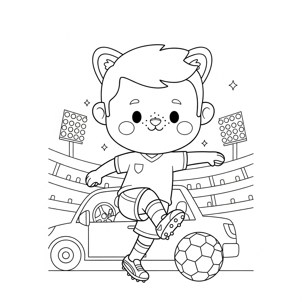 Desenho de jogador de futebol para colorir dirigindo carro com mãos no volante