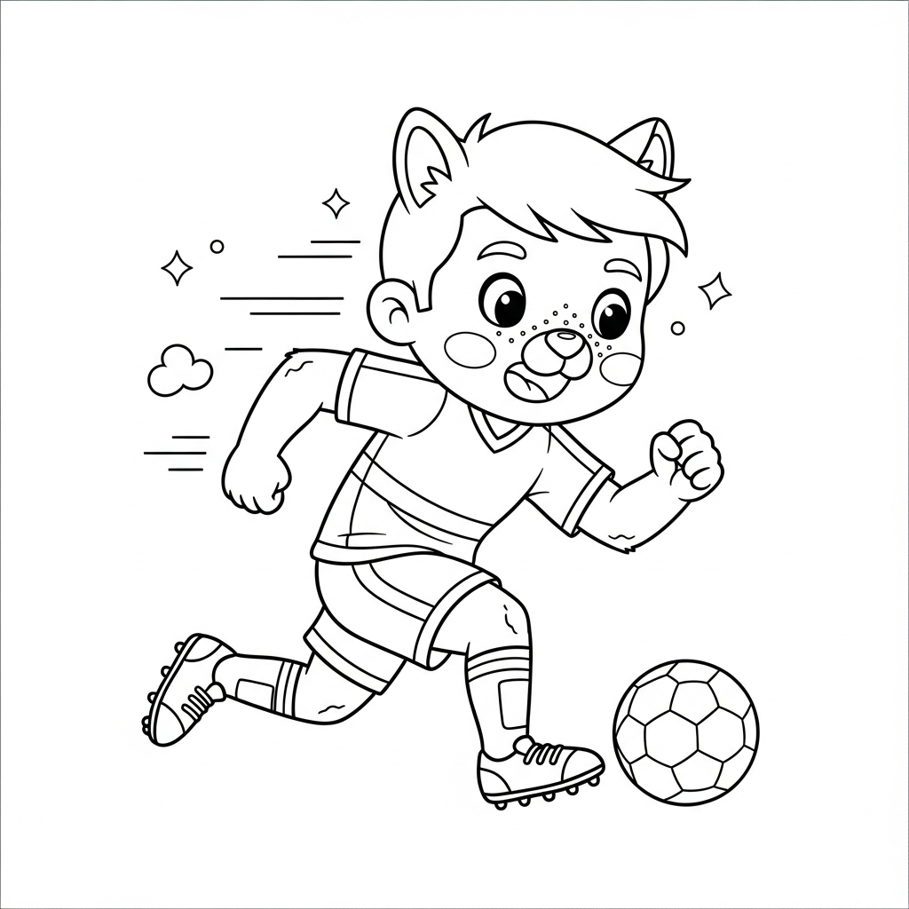Desenho de jogador de futebol para colorir correndo para defender contra-ataque