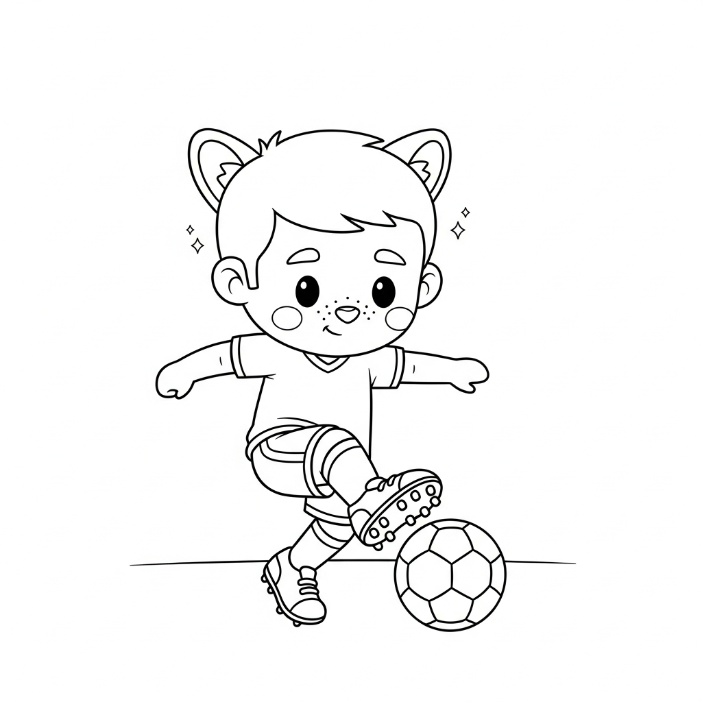 Desenho de jogador de futebol para colorir chutando bola no canto do túnel de entrada