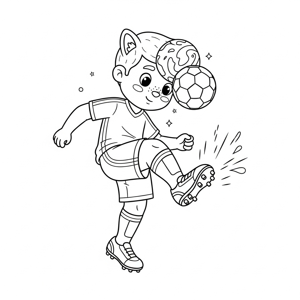 Desenho de jogador de futebol para colorir cabeceando em pé no túnel de entrada