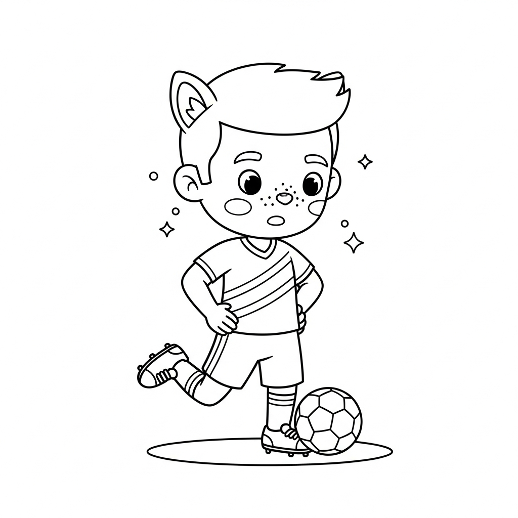 Desenho de jogador de futebol para colorir preparando pênalti em estádio lotado visto da arquibancada
