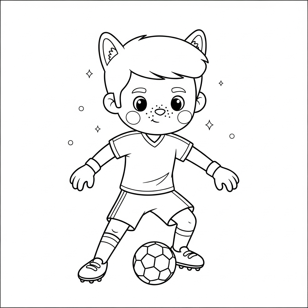 Desenho de jogador de futebol para colorir em posição de base na sala com TV grande