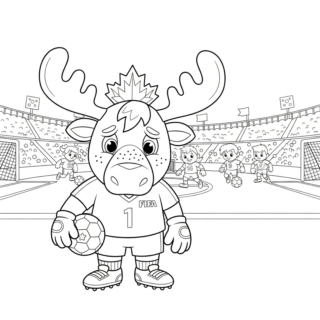 Desenho de Maple mascote Copa 2026 para colorir triste com cabeça baixa