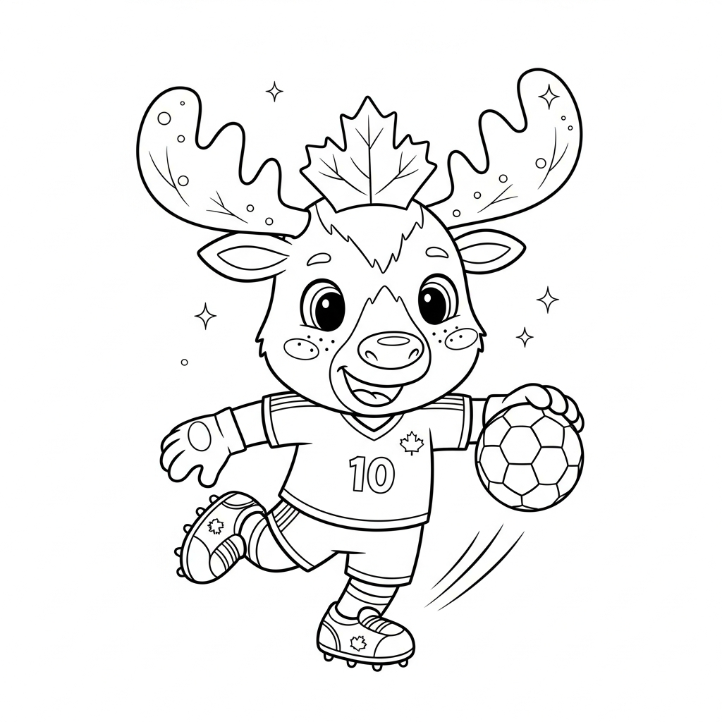 Desenho de Maple mascote Copa 2026 para colorir fazendo elástico
