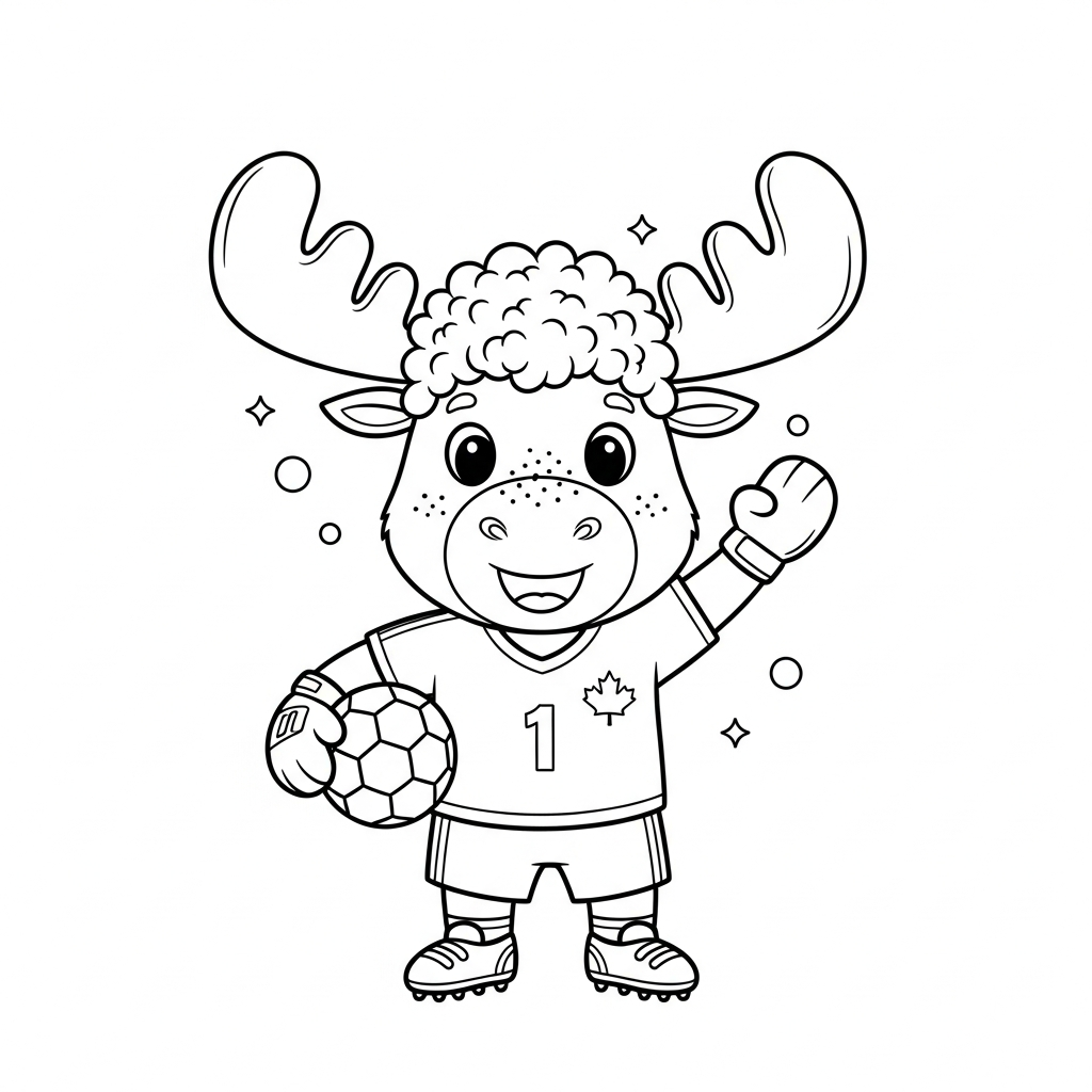 Desenho de Maple mascote Copa 2026 para colorir com peruca colorida