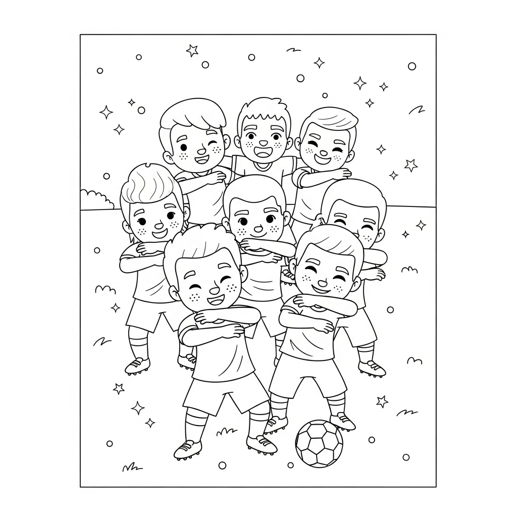 Desenho de seleção brasileira para colorir dançando em comemoração animada