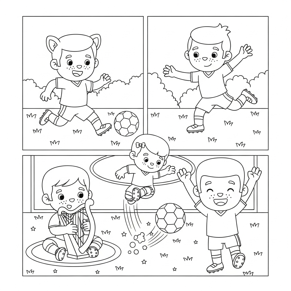 Desenho de selecao brasileira para colorir tocando harpa sentado no círculo central