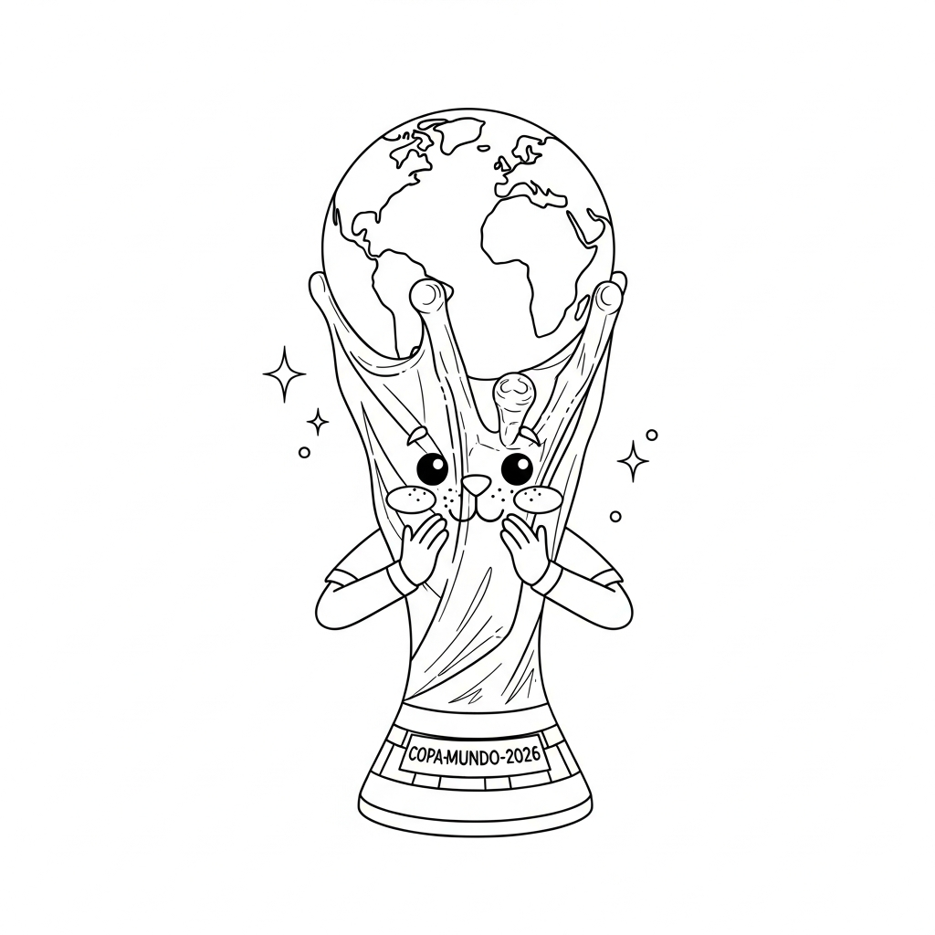 Desenho de trofeu copa para colorir pedindo desculpas na área pequena frente ao gol