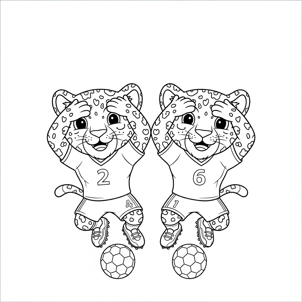 Desenho de Zayu mascote Copa 2026 para colorir pulando na barreira