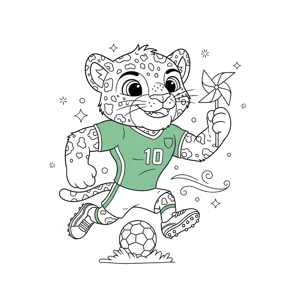 Desenho de Zayu para colorir brincando com cata-vento na sala com TV grande